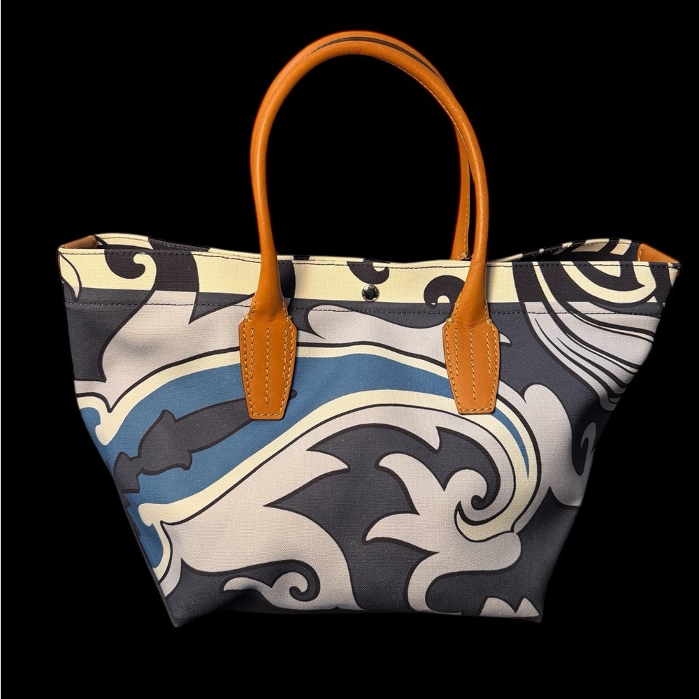 Etro Blue & White Canvas & Leather Trim Tote Set (A754) - Picture 4 of 17